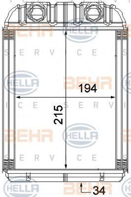 Теплообмінник, опалення салону BEHR HELLA SERVICE 8FH 351 315-351