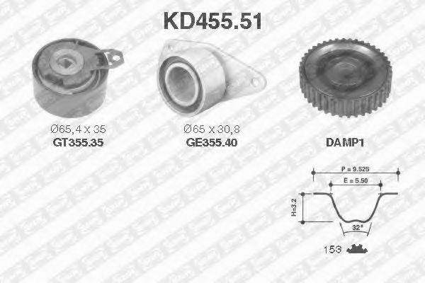 Комплект ременя ГРМ SNR KD455.51