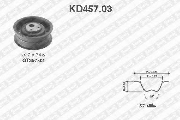 Комплект ременя ГРМ SNR KD457.03