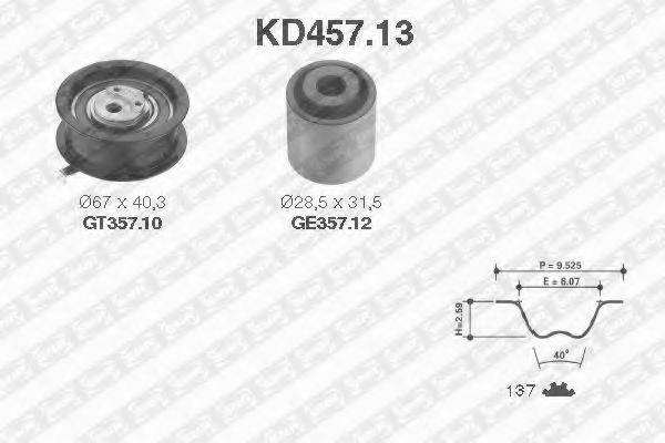 Комплект ременя ГРМ SNR KD457.13