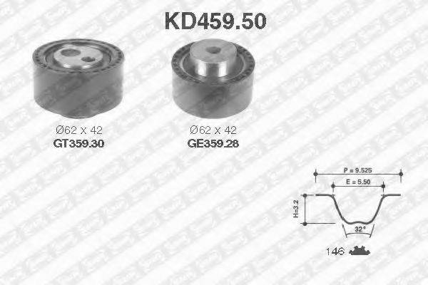 Комплект ременя ГРМ SNR KD459.50