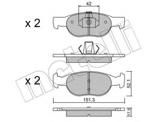 Комплект гальмівних колодок, дискове гальмо METELLI 22-0079-1