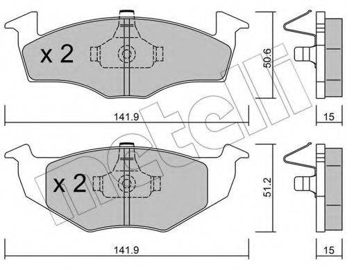 Комплект гальмівних колодок, дискове гальмо METELLI 22-0206-2