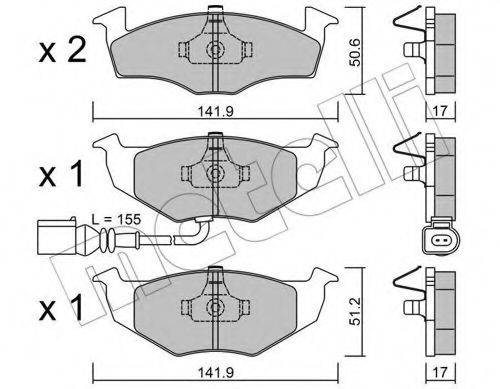 Комплект гальмівних колодок, дискове гальмо METELLI 22-0206-3