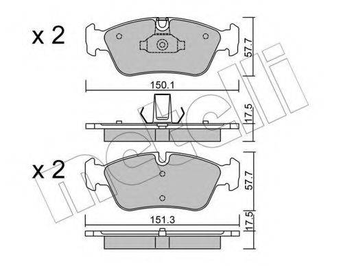 Комплект гальмівних колодок, дискове гальмо METELLI 22-0260-0