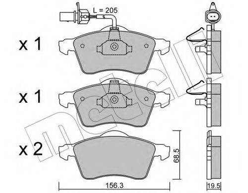 Комплект гальмівних колодок, дискове гальмо METELLI 22-0263-1