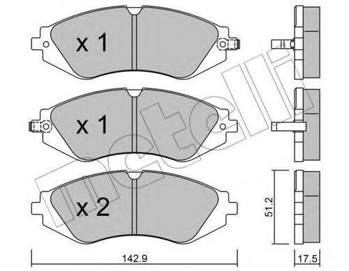 Комплект гальмівних колодок, дискове гальмо METELLI 22-0294-0