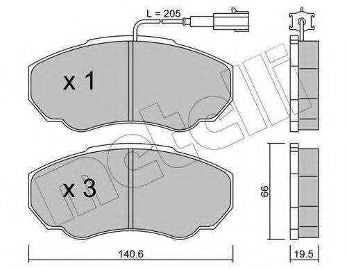 Комплект гальмівних колодок, дискове гальмо METELLI 22-0325-0