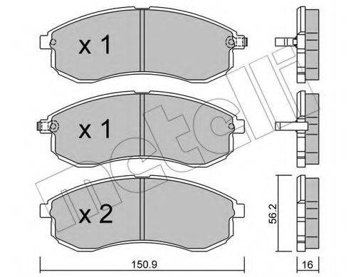 Комплект гальмівних колодок, дискове гальмо METELLI 22-0482-0