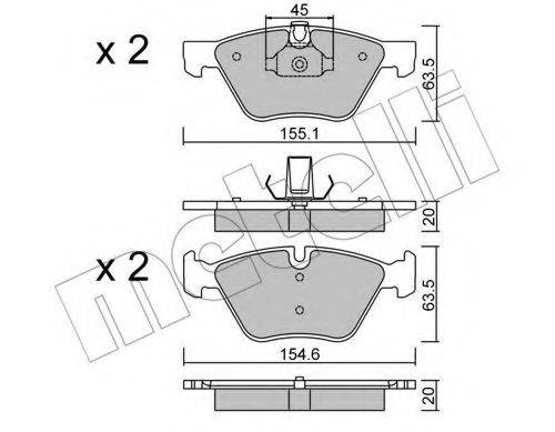 Комплект гальмівних колодок, дискове гальмо METELLI 22-0557-3