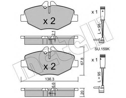 Комплект гальмівних колодок, дискове гальмо METELLI 22-0562-0K