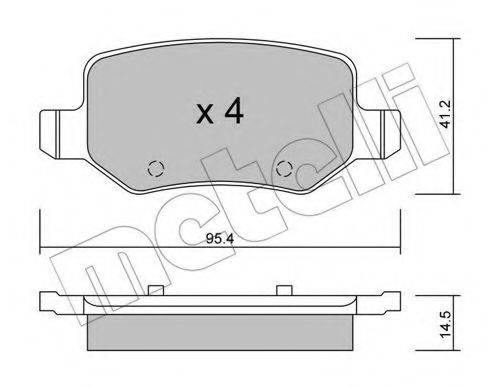 Комплект гальмівних колодок, дискове гальмо METELLI 22-0565-0