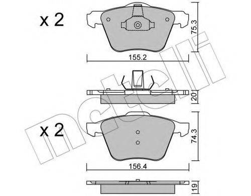 Комплект гальмівних колодок, дискове гальмо METELLI 22-0599-1