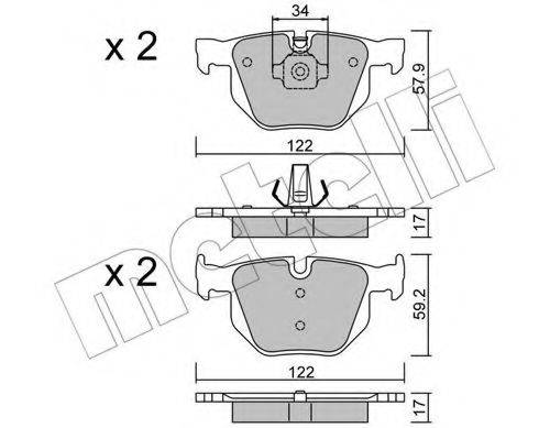 Комплект гальмівних колодок, дискове гальмо METELLI 22-0644-4