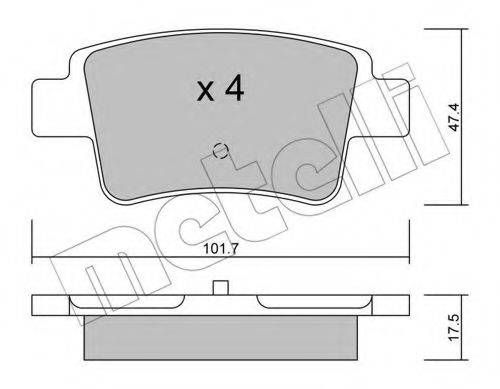 Комплект гальмівних колодок, дискове гальмо METELLI 22-0705-0