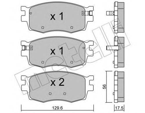 Комплект гальмівних колодок, дискове гальмо METELLI 22-0724-0