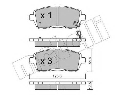 Комплект гальмівних колодок, дискове гальмо METELLI 22-0793-0