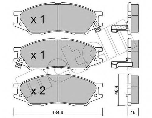 Комплект гальмівних колодок, дискове гальмо METELLI 22-0810-0