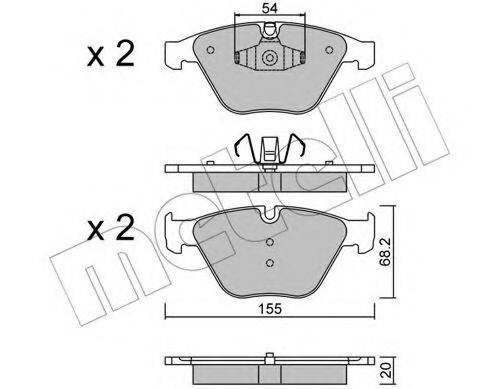 Комплект гальмівних колодок, дискове гальмо METELLI 22-0558-6