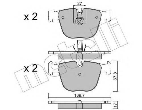 Комплект гальмівних колодок, дискове гальмо METELLI 22-0773-9