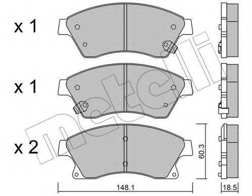 Комплект гальмівних колодок, дискове гальмо METELLI 22-0838-0