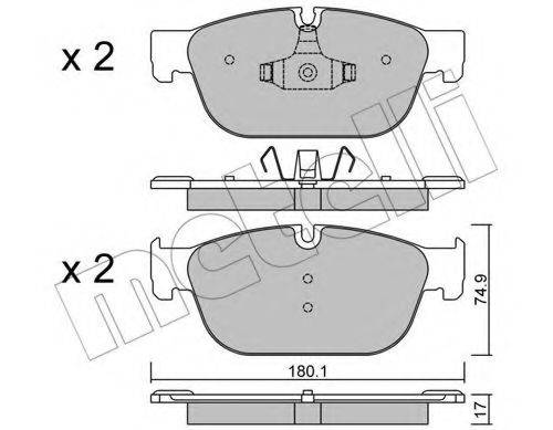 Комплект гальмівних колодок, дискове гальмо METELLI 22-0854-0