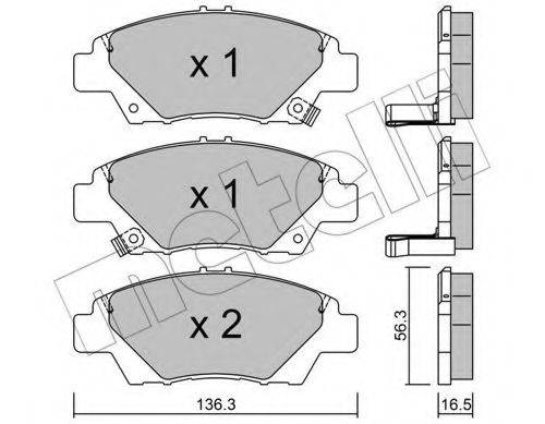 Комплект гальмівних колодок, дискове гальмо METELLI 22-0865-0