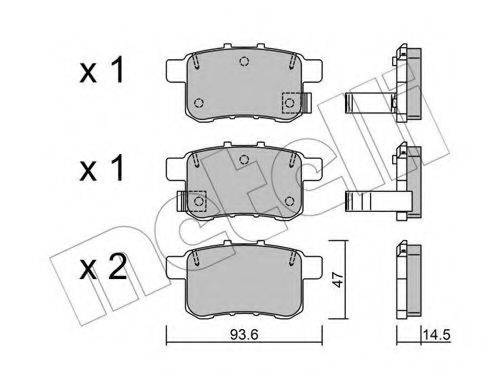 Комплект гальмівних колодок, дискове гальмо METELLI 22-0868-0