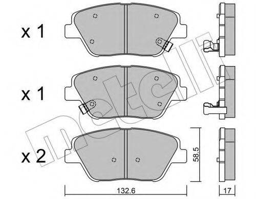 Комплект гальмівних колодок, дискове гальмо METELLI 22-0945-0