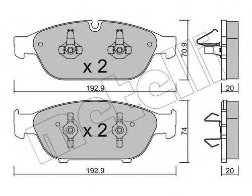 Комплект гальмівних колодок, дискове гальмо METELLI 22-0953-0