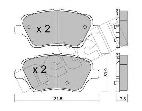 Комплект гальмівних колодок, дискове гальмо METELLI 22-0976-0