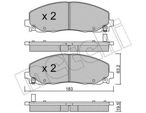 Комплект гальмівних колодок, дискове гальмо METELLI 22-0946-0