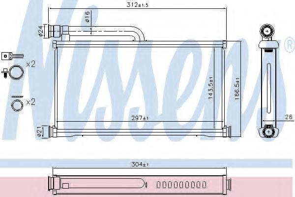 Теплообмінник, опалення салону NISSENS 70233