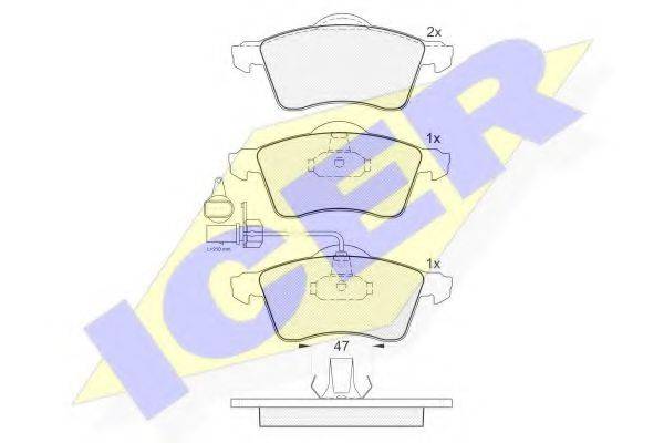 Комплект гальмівних колодок, дискове гальмо ICER 141320