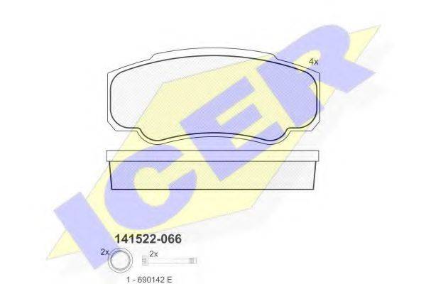 Комплект гальмівних колодок, дискове гальмо ICER 141524