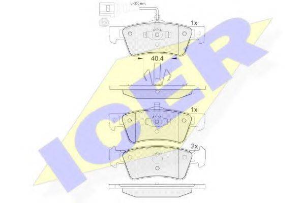 Комплект гальмівних колодок, дискове гальмо ICER 141816