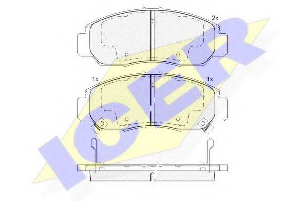 Комплект гальмівних колодок, дискове гальмо ICER 181543