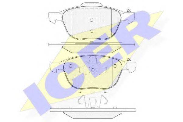 Комплект гальмівних колодок, дискове гальмо ICER 181617-202
