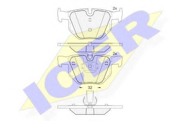 Комплект гальмівних колодок, дискове гальмо ICER 181685-202