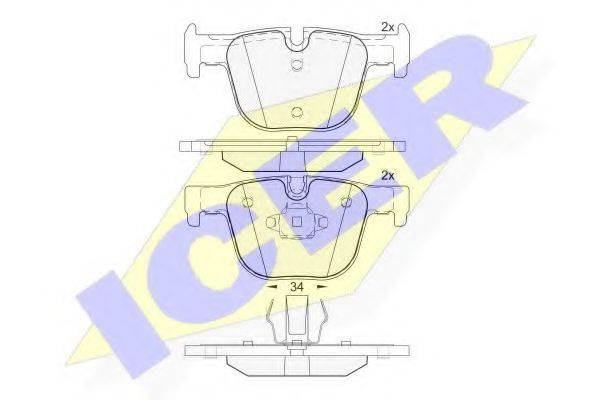 Комплект гальмівних колодок, дискове гальмо ICER 182064