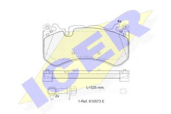 Комплект гальмівних колодок, дискове гальмо ICER 182079-203