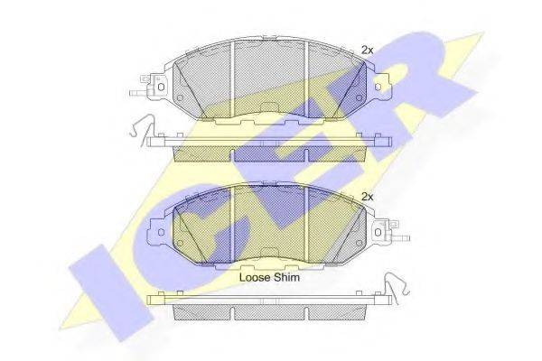 Комплект гальмівних колодок, дискове гальмо ICER 182234
