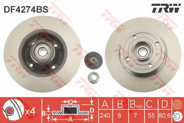 гальмівний диск TRW DF4274BS