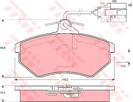 Комплект гальмівних колодок, дискове гальмо TRW GDB1057