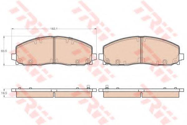 Комплект гальмівних колодок, дискове гальмо TRW GDB1944