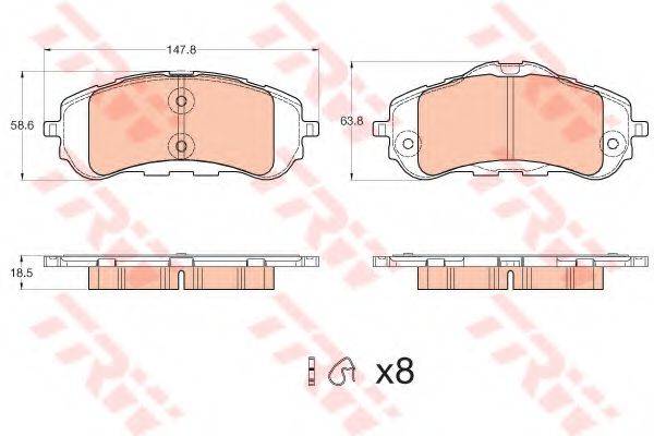 Комплект гальмівних колодок, дискове гальмо TRW GDB2044