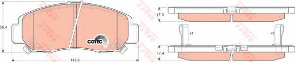 Комплект гальмівних колодок, дискове гальмо TRW GDB3268