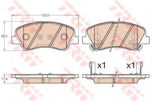 Комплект гальмівних колодок, дискове гальмо TRW GDB3548