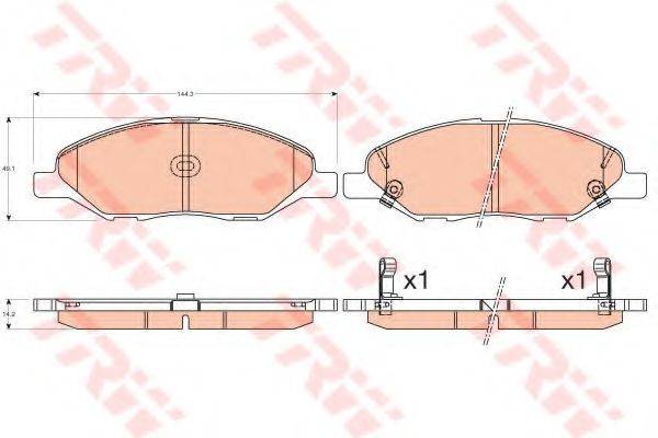 Комплект гальмівних колодок, дискове гальмо TRW GDB3577