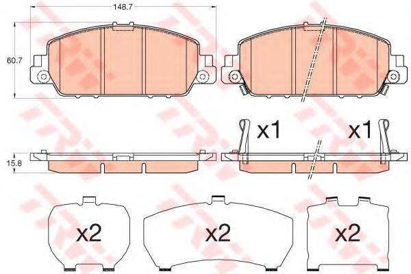 Комплект гальмівних колодок, дискове гальмо TRW GDB3615